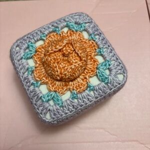 Crochet Floral Square Jewelry Box